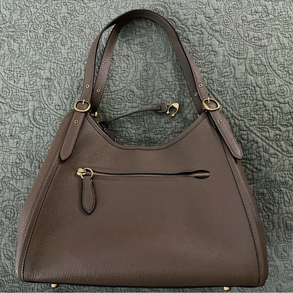 Coach Brown Leather Shoulder Bag with Gold Hardware